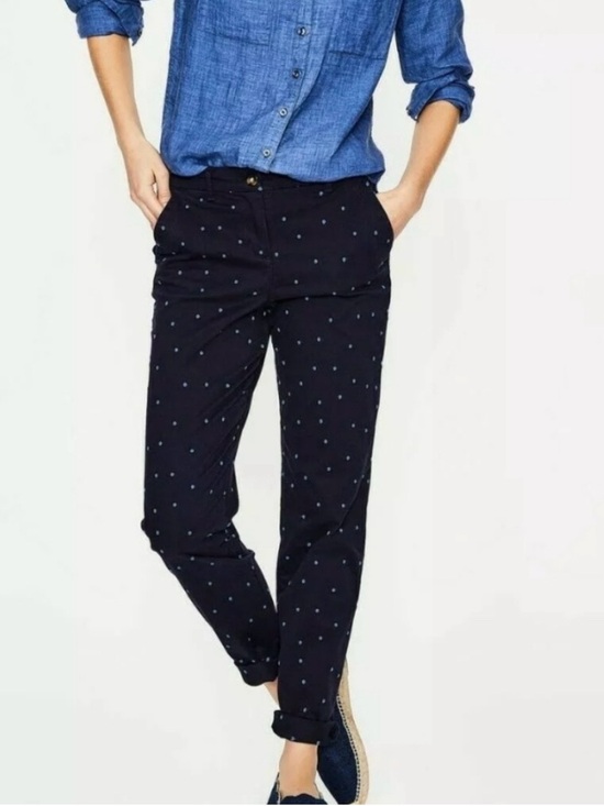 Boden Pants - NWT Boden Rachel Chino Polka Dot Trouser Pants Blue Slacks Sz 4P